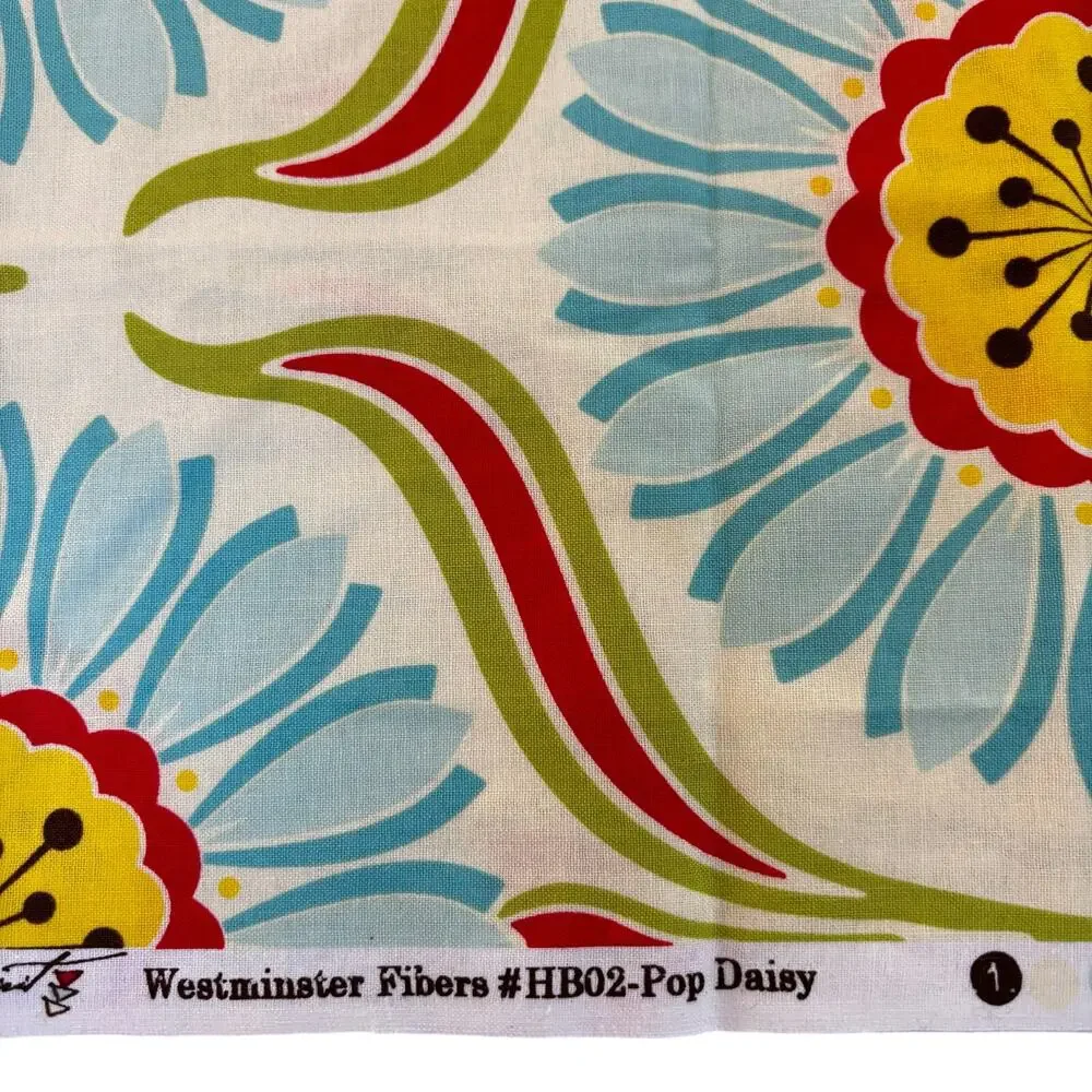 Heather Bailey Pop Garden Daisy Free Spirit printed cotton fabric remnant 1 yd